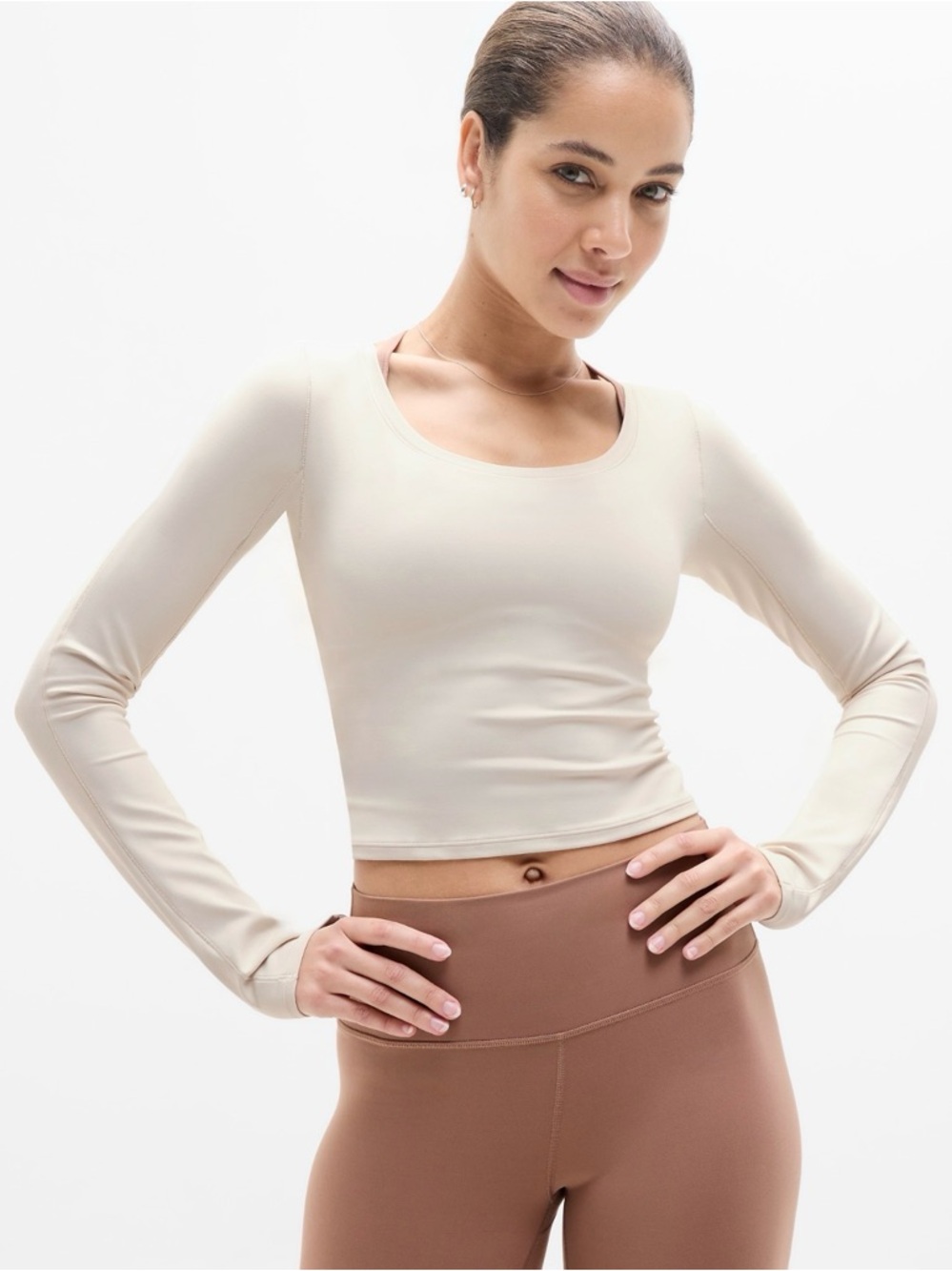 Athleta Transcend Crop Top in Bone Size Small